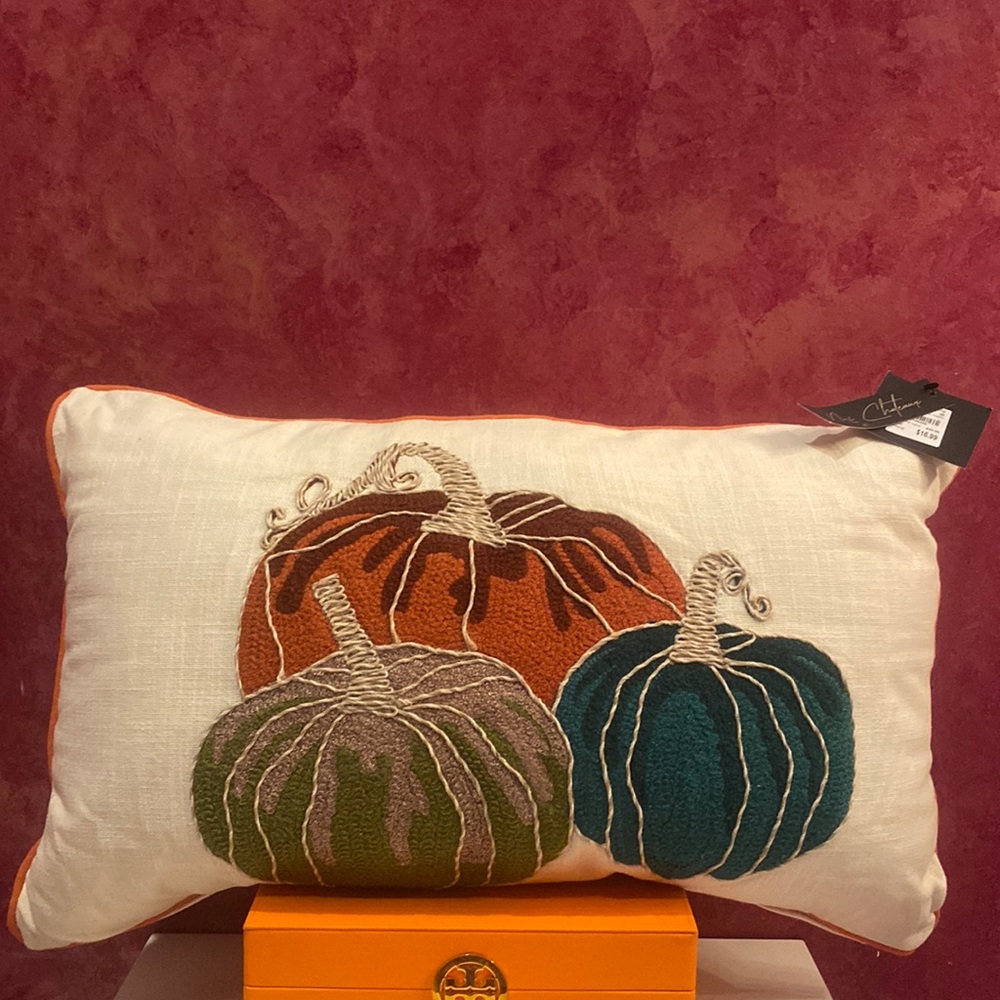 Pumpkin fall new decorative pillow with tag